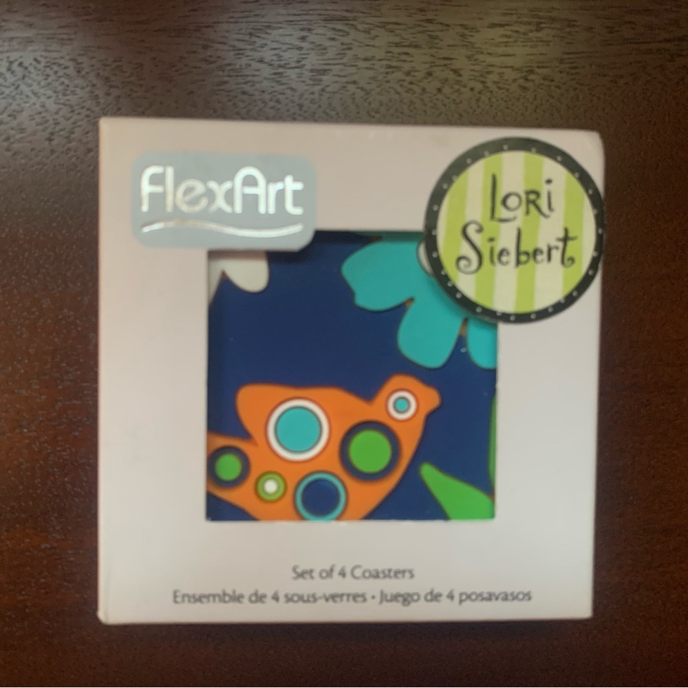 NIB Lori Siebert FlexArt Colorful Coasters Set of 4